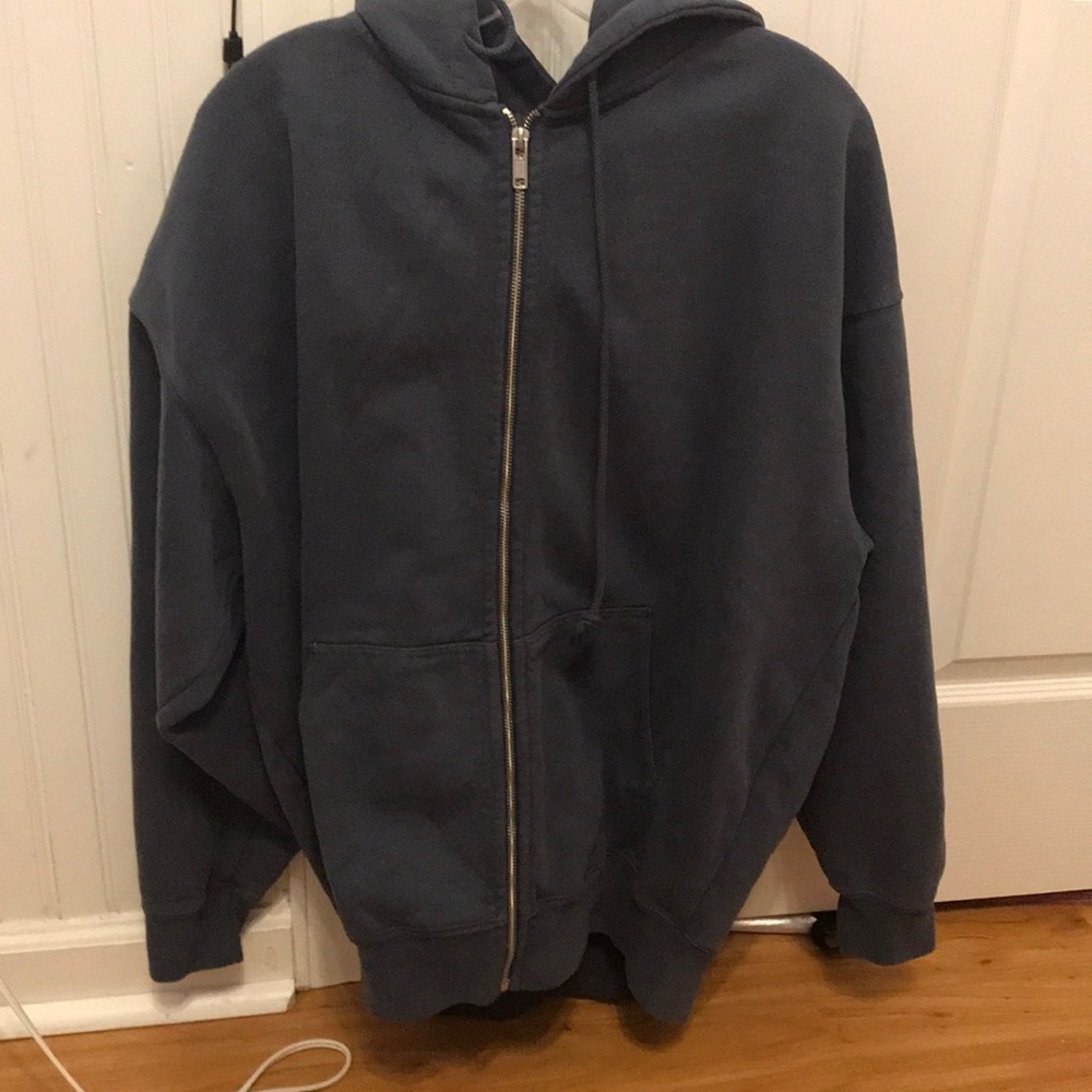 Blue Brandy Melville hoodie zip up with pins